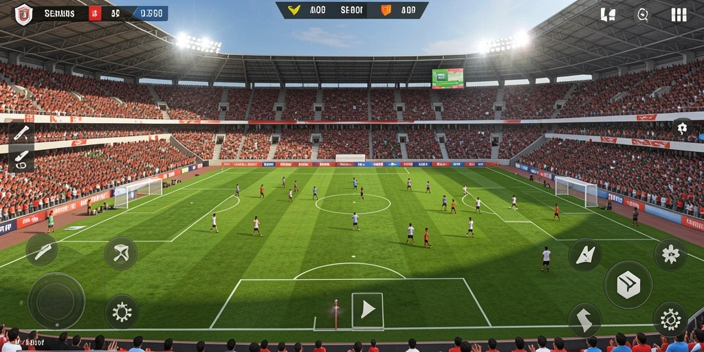 Pengaturan game yang penuh warna dan menarik perhatian.